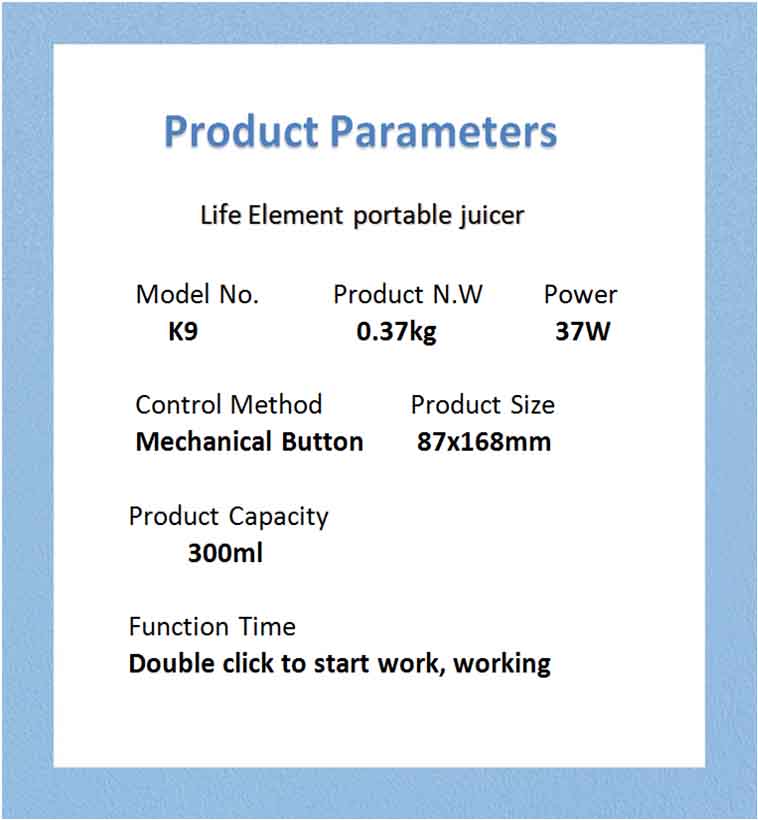 product parameters