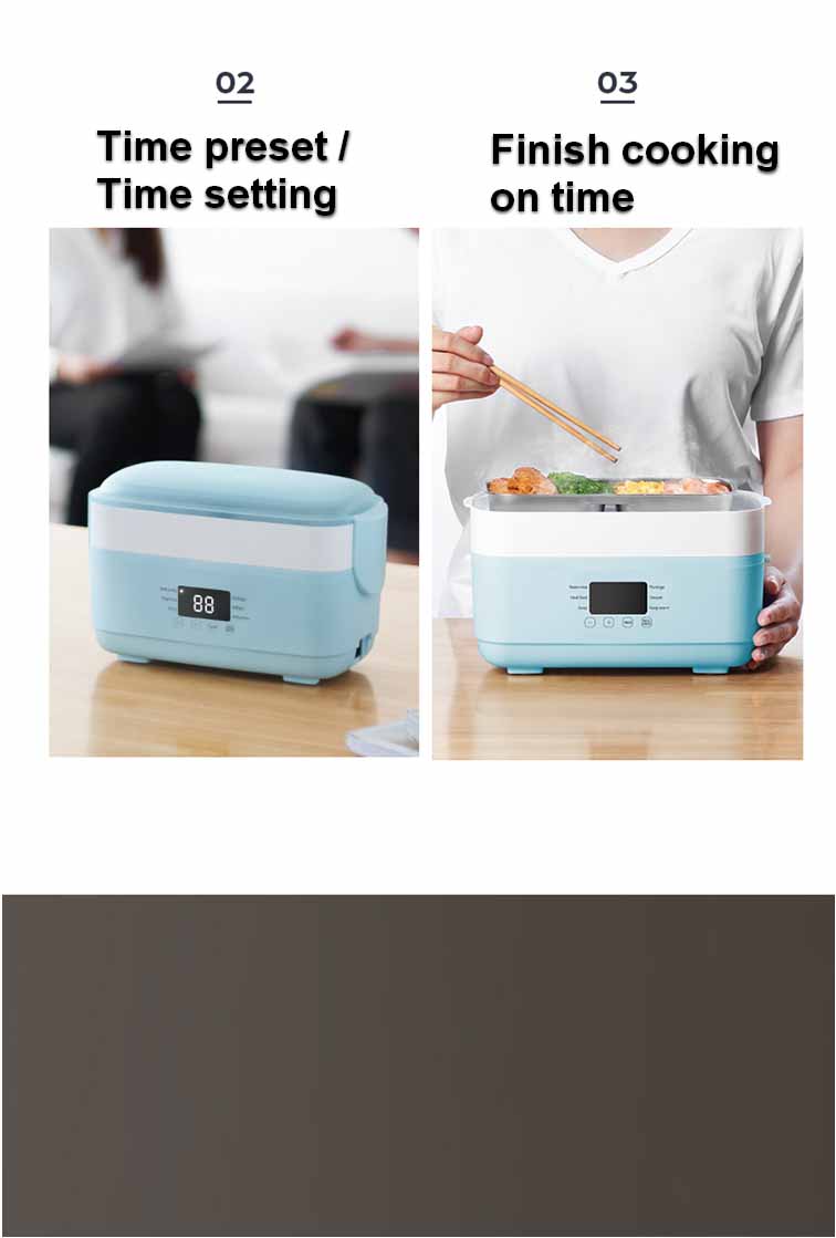 Electric Lunch Box Portable Food Warmer Mini Rice Cooker Food Heater(Double  Layer) 